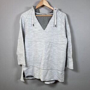 Soft Surroundings My Weekend Hoodie Light Gray Long Sleeve Cotton Women's Size L